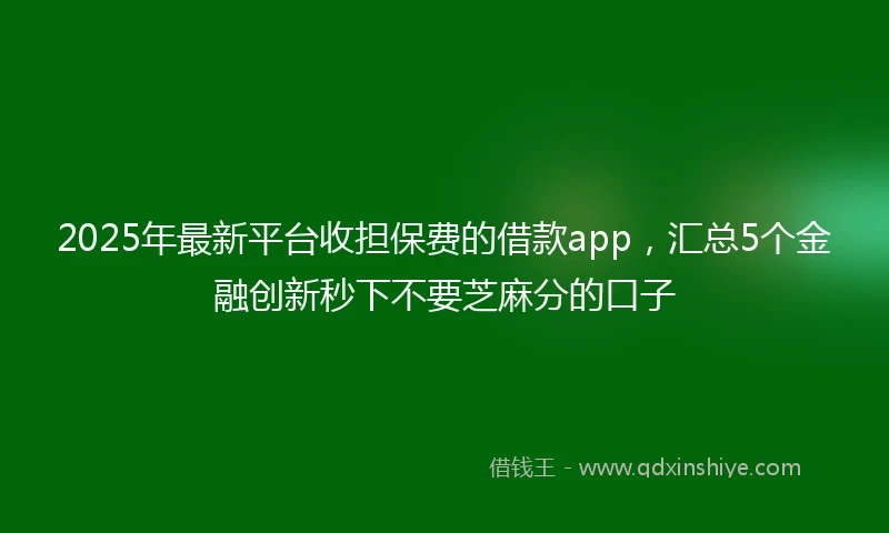 2025年最新平台收担保费的借款app，汇总5个金融创新秒下不要芝麻分的口子