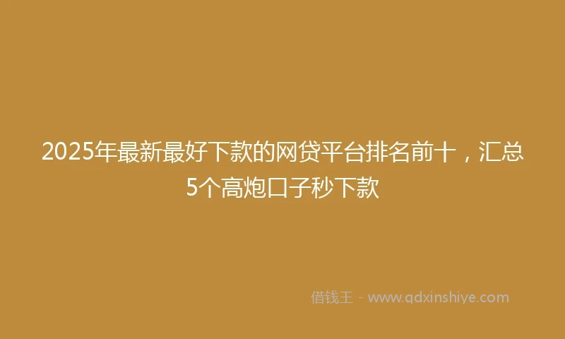 2025年最新最好下款的网贷平台排名前十，汇总5个高炮口子秒下款