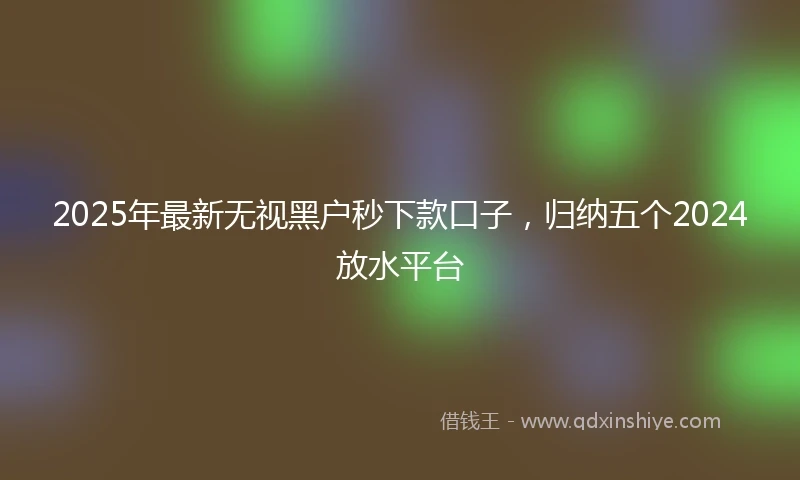 2025年最新无视黑户秒下款口子，归纳五个2024放水平台
