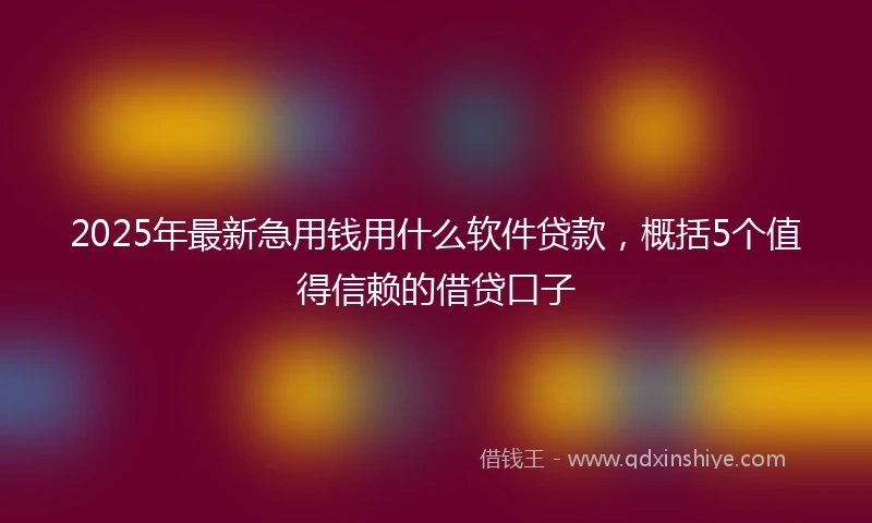 2025年最新急用钱用什么软件贷款，概括5个值得信赖的借贷口子