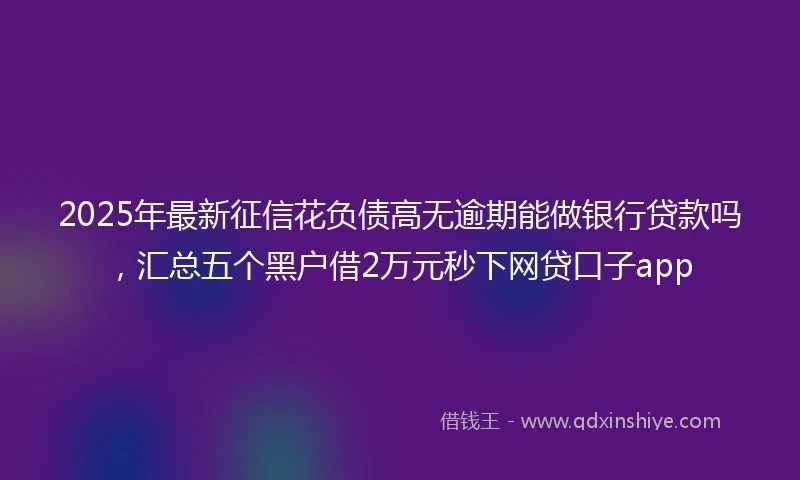 2025年最新征信花负债高无逾期能做银行贷款吗，汇总五个黑户借2万元秒下网贷口子app