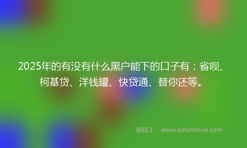 2025年的有没有什么黑户能下的口子有：省呗、柯基贷、洋钱罐、快贷通、替你还等。