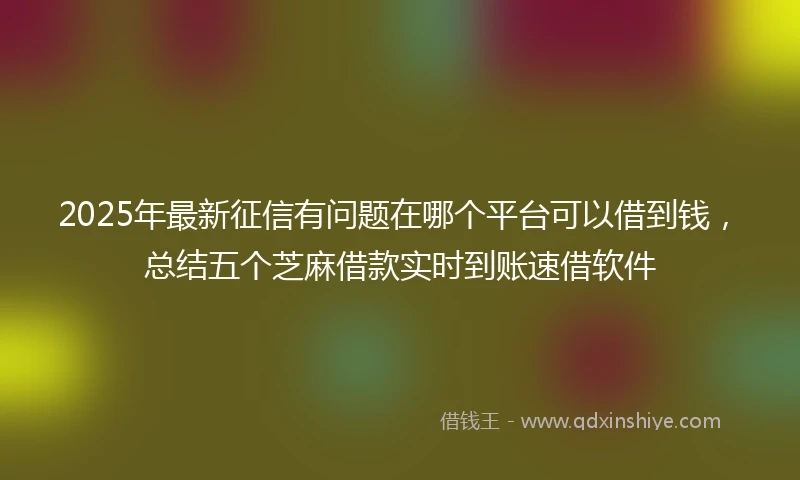 2025年最新征信有问题在哪个平台可以借到钱,总结五个芝麻借款实时到账速借软件