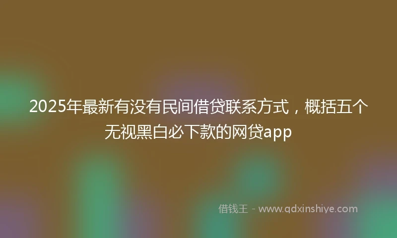 2025年最新有没有民间借贷联系方式，概括五个无视黑白必下款的网贷app