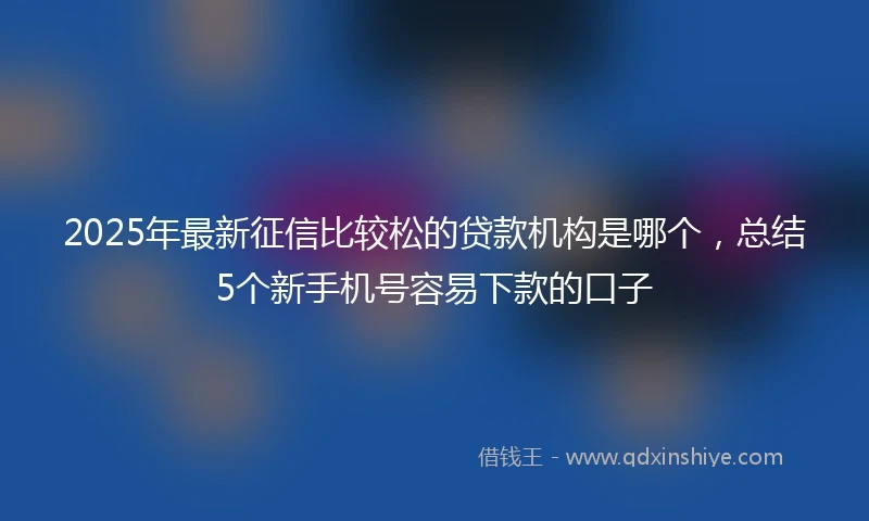 2025年最新征信比较松的贷款机构是哪个，总结5个新手机号容易下款的口子