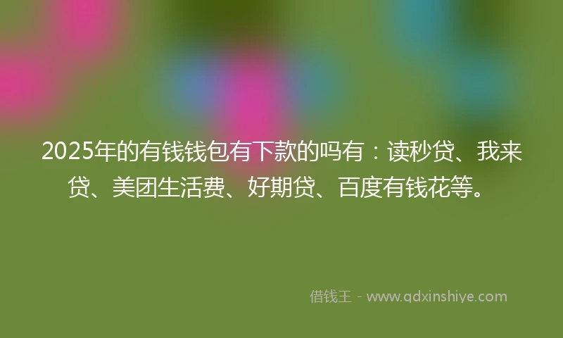 2025年的有钱钱包有下款的吗有：读秒贷、我来贷、美团生活费、好期贷、百度有钱花等。