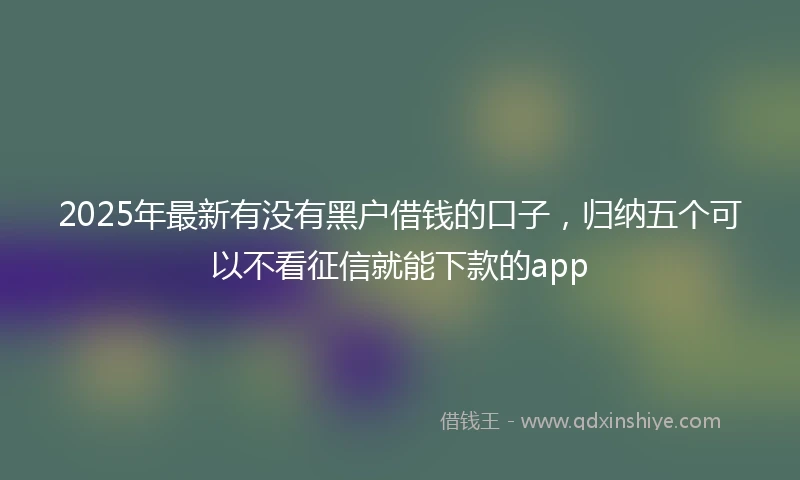 2025年最新有没有黑户借钱的口子，归纳五个可以不看征信就能下款的app