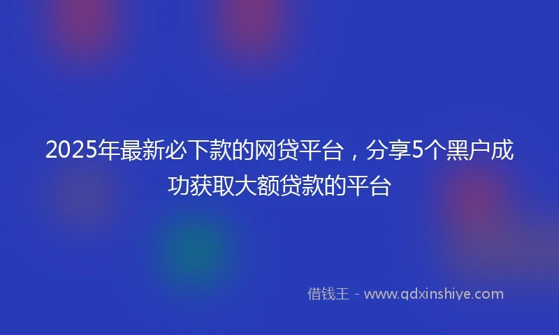 2025年最新必下款的网贷平台，分享5个黑户成功获取大额贷款的平台