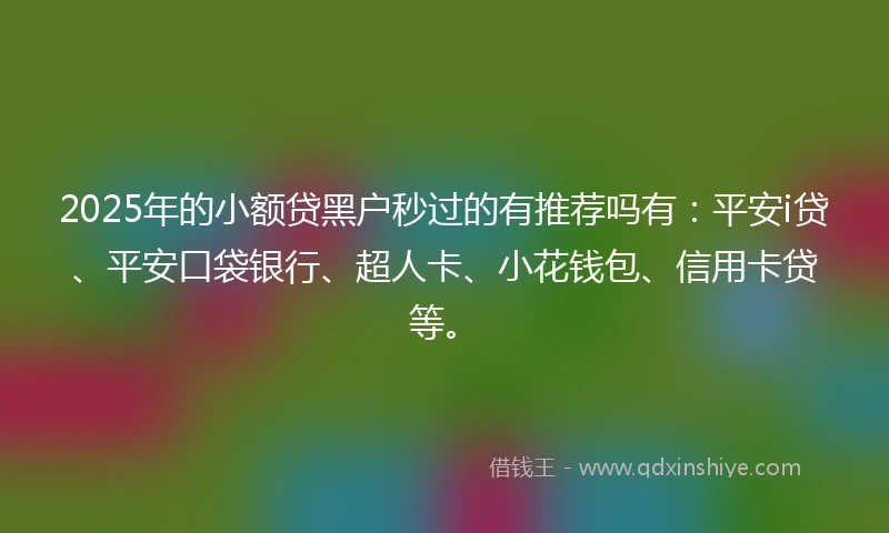 2025年的小额贷黑户秒过的有推荐吗有：平安i贷、平安口袋银行、超人卡、小花钱包、信用卡贷等。