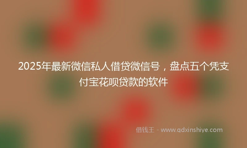 2025年最新微信私人借贷微信号，盘点五个凭支付宝花呗贷款的软件
