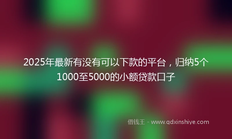 2025年最新有没有可以下款的平台，归纳5个1000至5000的小额贷款口子