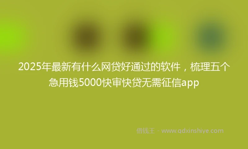 2025年最新有什么网贷好通过的软件，梳理五个急用钱5000快审快贷无需征信app