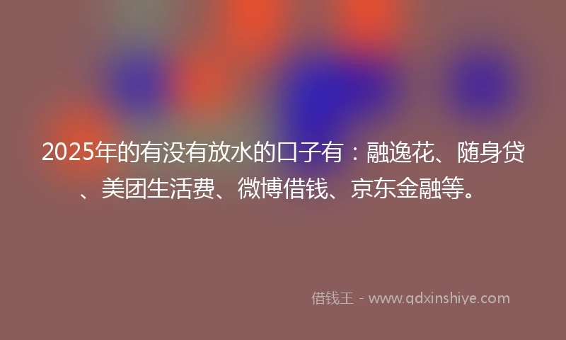 2025年的有没有放水的口子有：融逸花、随身贷、美团生活费、微博借钱、京东金融等。