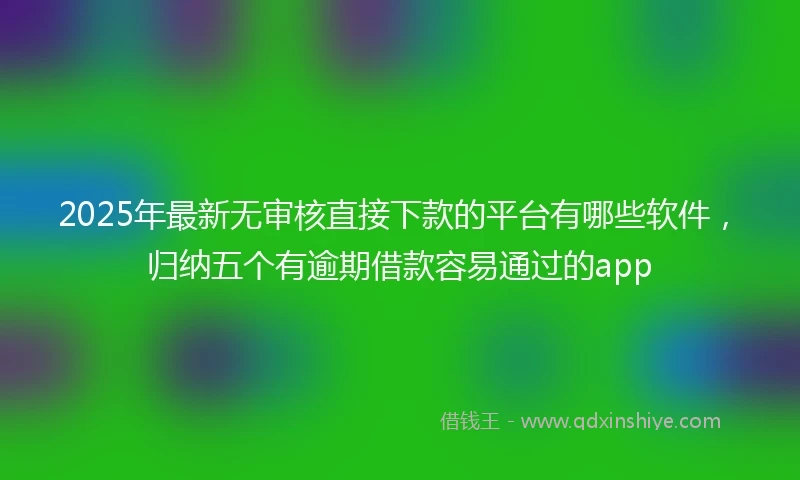 2025年最新无审核直接下款的平台有哪些软件，归纳五个有逾期借款容易通过的app