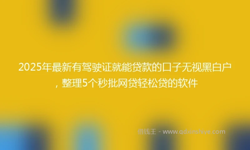 2025年最新有驾驶证就能贷款的口子无视黑白户，整理5个秒批网贷轻松贷的软件