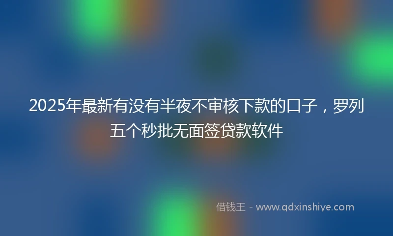 2025年最新有没有半夜不审核下款的口子，罗列五个秒批无面签贷款软件