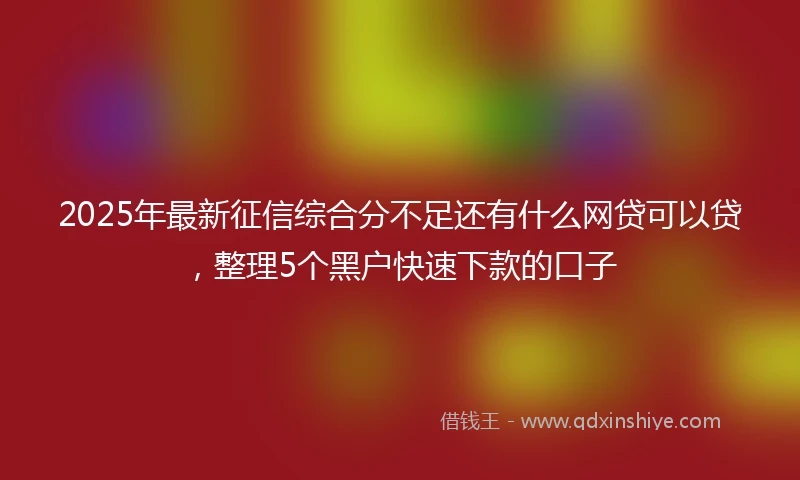 2025年最新征信综合分不足还有什么网贷可以贷，整理5个黑户快速下款的口子