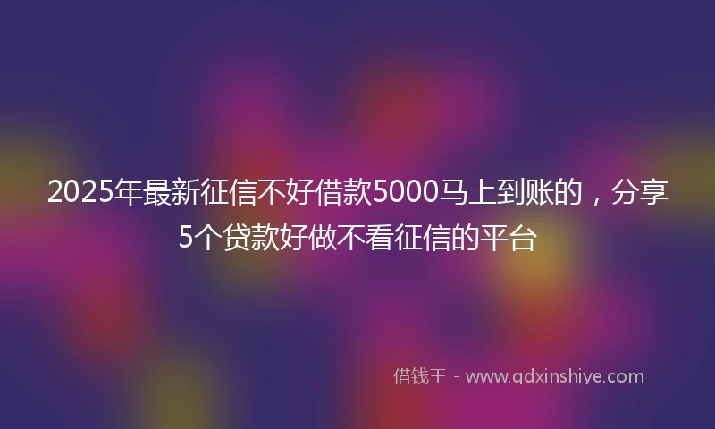 2025年最新征信不好借款5000马上到账的，分享5个贷款好做不看征信的平台