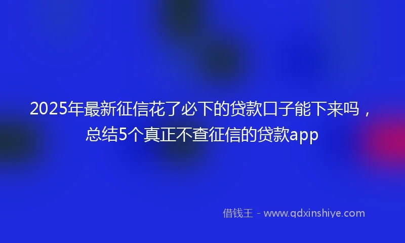 2025年最新征信花了必下的贷款口子能下来吗，总结5个真正不查征信的贷款app