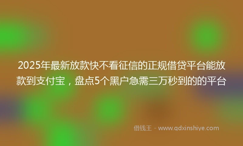 2025年最新放款快不看征信的正规借贷平台能放款到支付宝，盘点5个黑户急需三万秒到的的平台