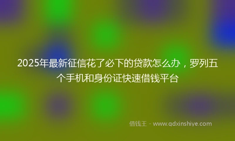 2025年最新征信花了必下的贷款怎么办，罗列五个手机和身份证快速借钱平台