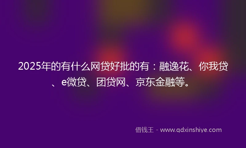 2025年的有什么网贷好批的有：融逸花、你我贷、e微贷、团贷网、京东金融等。