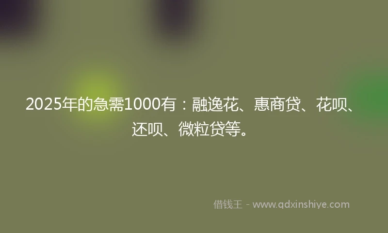 2025年的急需1000有：融逸花、惠商贷、花呗、还呗、微粒贷等。