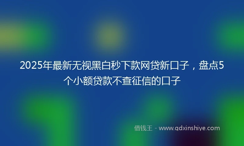 2025年最新无视黑白秒下款网贷新口子，盘点5个小额贷款不查征信的口子