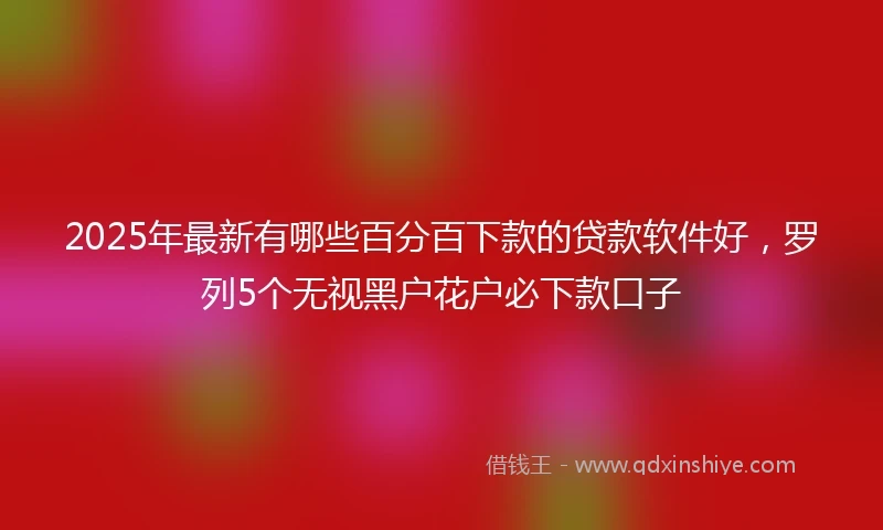 2025年最新有哪些百分百下款的贷款软件好，罗列5个无视黑户花户必下款口子