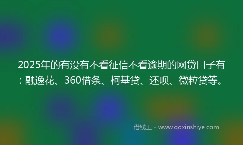 2025年的有没有不看征信不看逾期的网贷口子有：融逸花、360借条、柯基贷、还呗、微粒贷等。