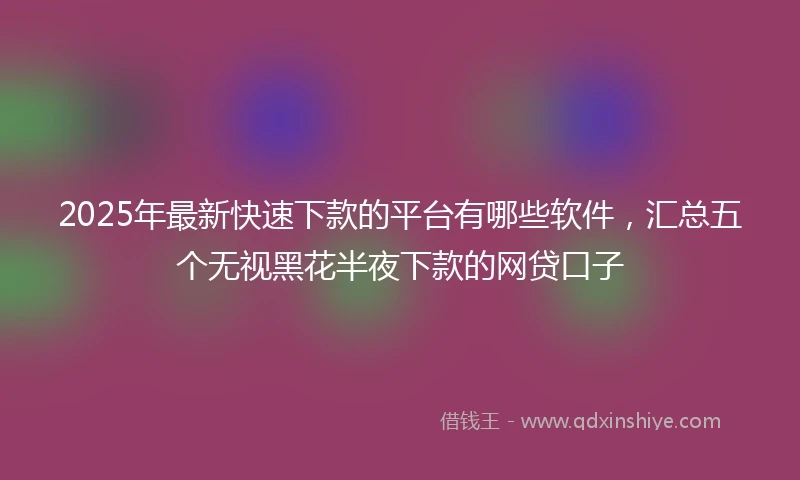 2025年最新快速下款的平台有哪些软件，汇总五个无视黑花半夜下款的网贷口子