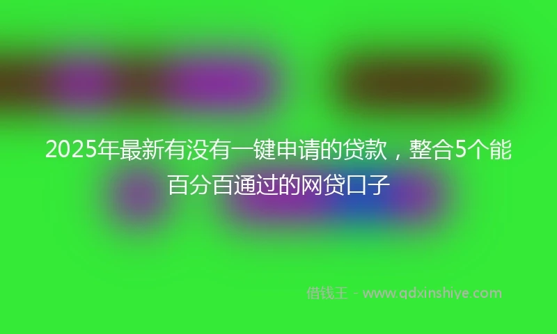2025年最新有没有一键申请的贷款，整合5个能百分百通过的网贷口子