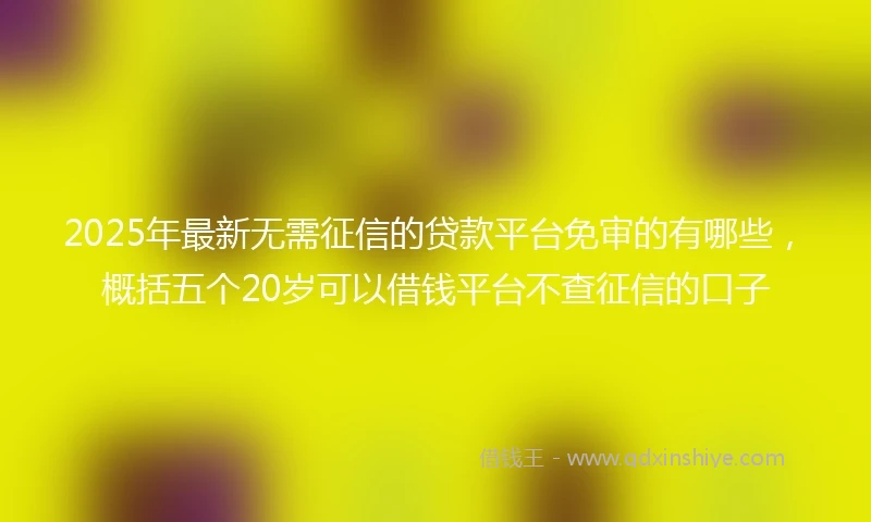 2025年最新无需征信的贷款平台免审的有哪些，概括五个20岁可以借钱平台不查征信的口子