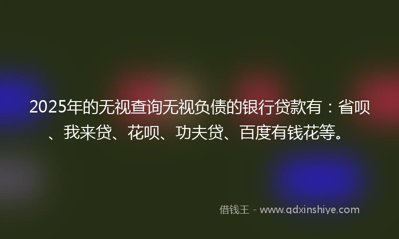 2025年的无视查询无视负债的银行贷款有：省呗、我来贷、花呗、功夫贷、百度有钱花等。