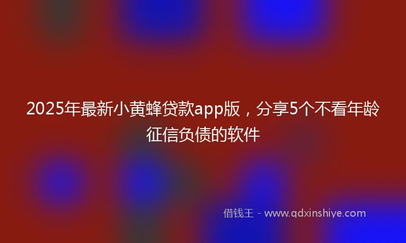 2025年最新小黄蜂贷款app版，分享5个不看年龄征信负债的软件