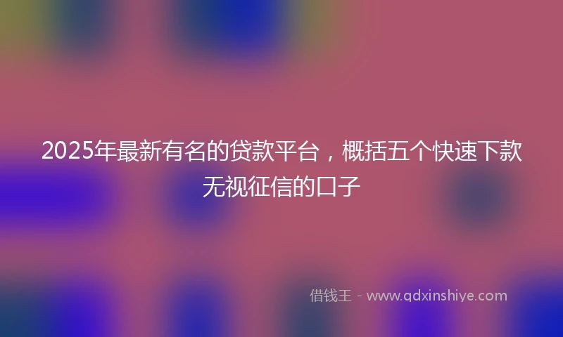 2025年最新有名的贷款平台，概括五个快速下款无视征信的口子