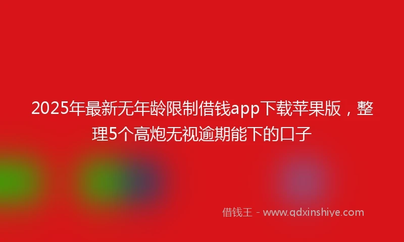 2025年最新无年龄限制借钱app下载苹果版，整理5个高炮无视逾期能下的口子