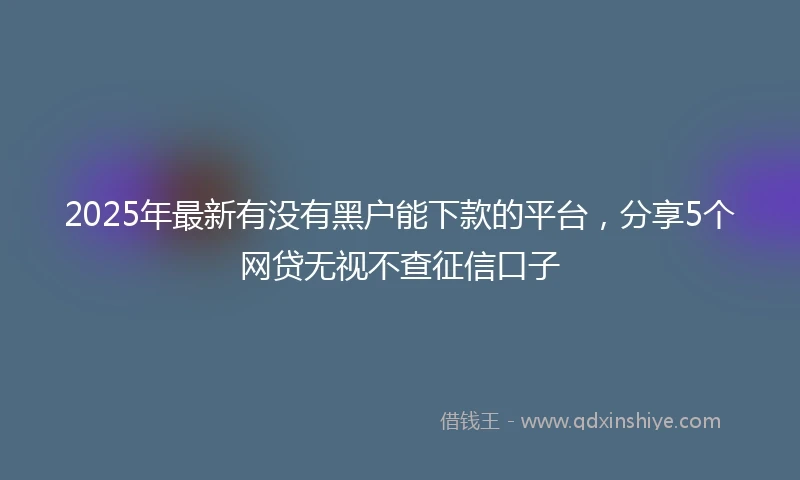 2025年最新有没有黑户能下款的平台，分享5个网贷无视不查征信口子