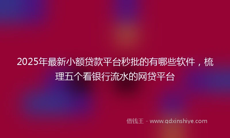 2025年最新小额贷款平台秒批的有哪些软件,梳理五个看银行流水的网贷平台