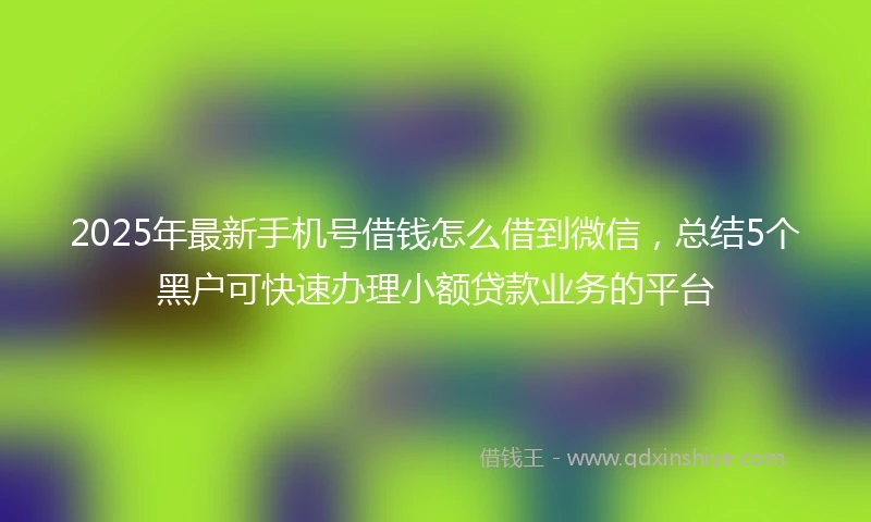 2025年最新手机号借钱怎么借到微信，总结5个黑户可快速办理小额贷款业务的平台