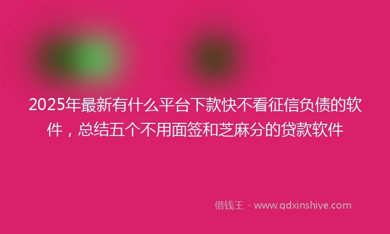 2025年最新有什么平台下款快不看征信负债的软件，总结五个不用面签和芝麻分的贷款软件