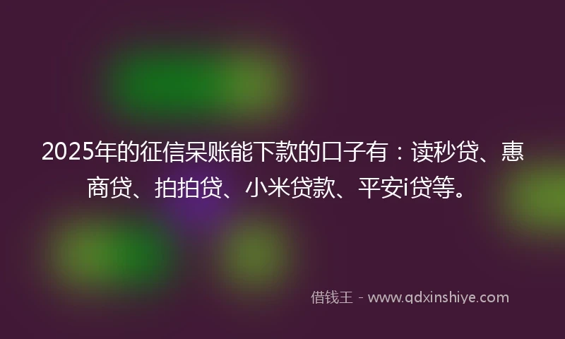 2025年的征信呆账能下款的口子有：读秒贷、惠商贷、拍拍贷、小米贷款、平安i贷等。