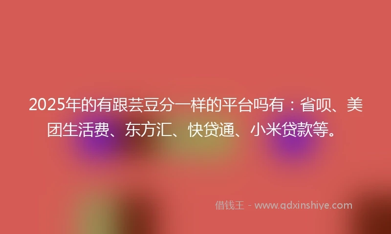 2025年的有跟芸豆分一样的平台吗有：省呗、美团生活费、东方汇、快贷通、小米贷款等。