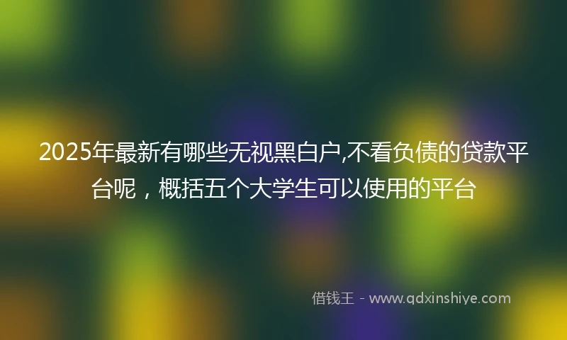2025年最新有哪些无视黑白户,不看负债的贷款平台呢，概括五个大学生可以使用的平台