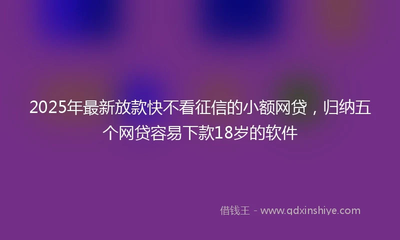2025年最新放款快不看征信的小额网贷，归纳五个网贷容易下款18岁的软件
