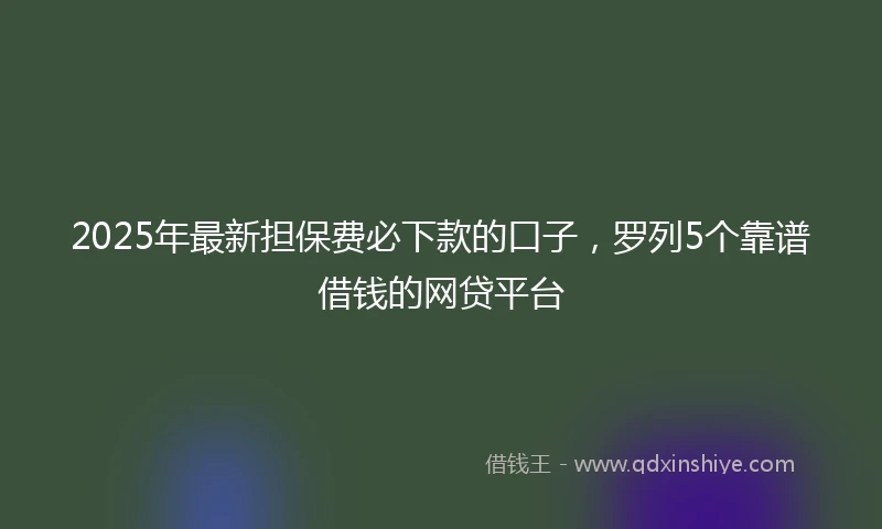 2025年最新担保费必下款的口子，罗列5个靠谱借钱的网贷平台