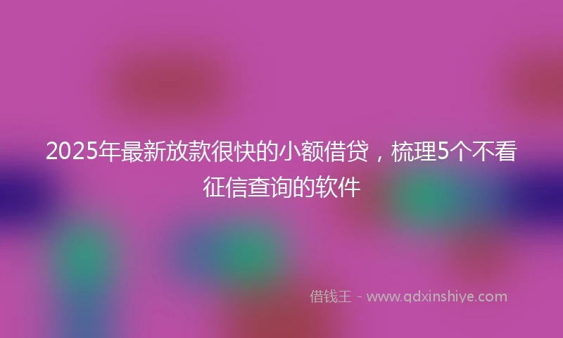 2025年最新放款很快的小额借贷，梳理5个不看征信查询的软件