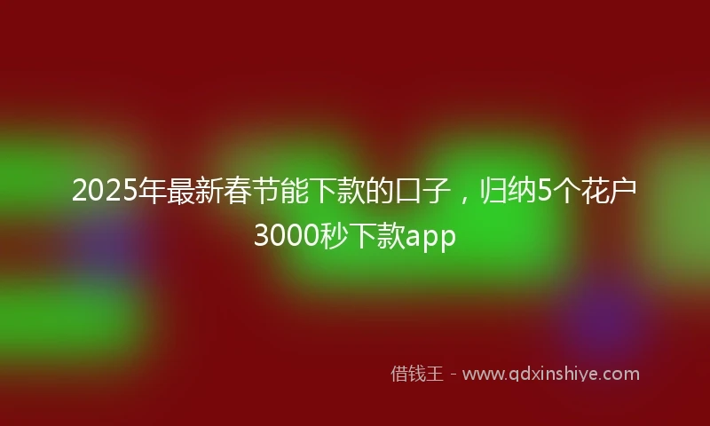 2025年最新春节能下款的口子，归纳5个花户3000秒下款app