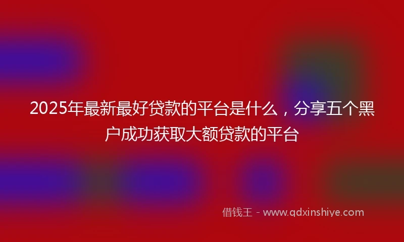2025年最新最好贷款的平台是什么，分享五个黑户成功获取大额贷款的平台