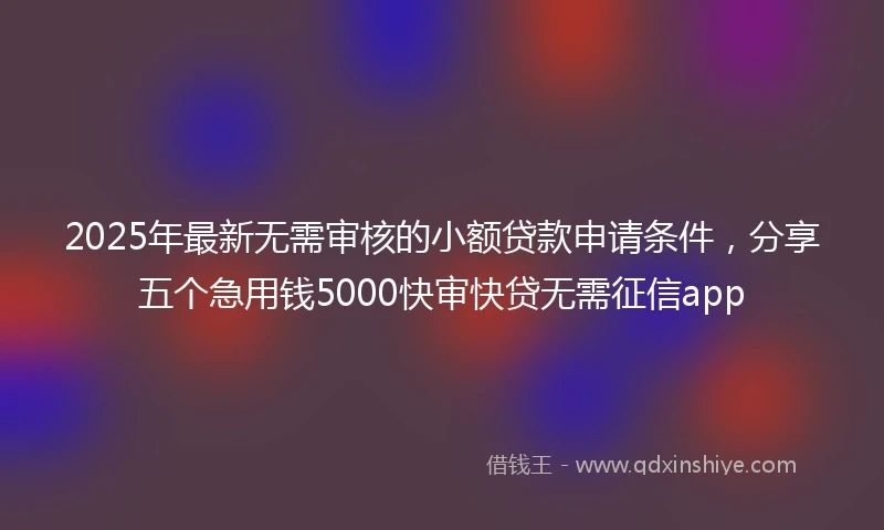 2025年最新无需审核的小额贷款申请条件，分享五个急用钱5000快审快贷无需征信app